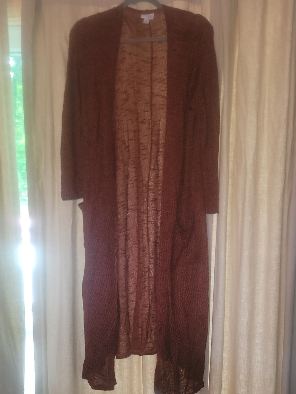 Lularoe Long Open-Front Brown Women's Sarah Cardigan Sweater